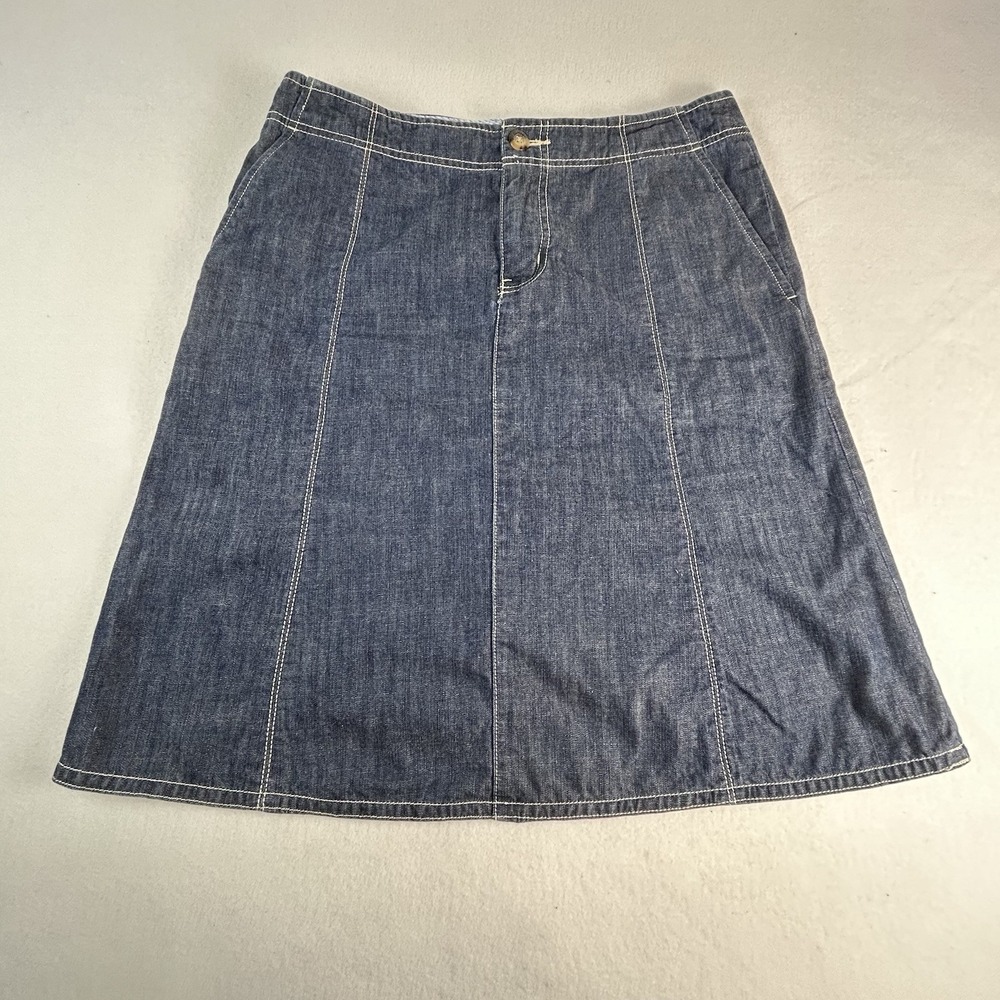 Eddie Bauer Women's‎ Blue Denim Cotton A-Line Knee Length Skirt Sz 8 Cottagecore